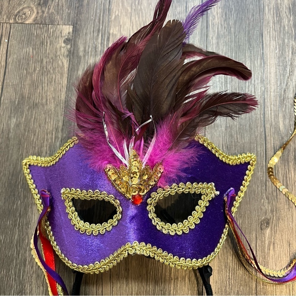 Halloween Mysterious Glamour Masquerade Half Mask With Headband Mardi Gras Party
